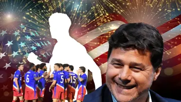 Jugadores de Estados Unidos, Mauricio Pochettino y silueta de jugador/ Foto Telemundo.