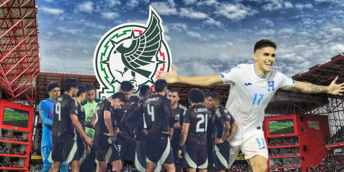 Jugadores de la Selección Mexicana y Luis Palma de Honduras celebrando/ Foto TV Azteca.