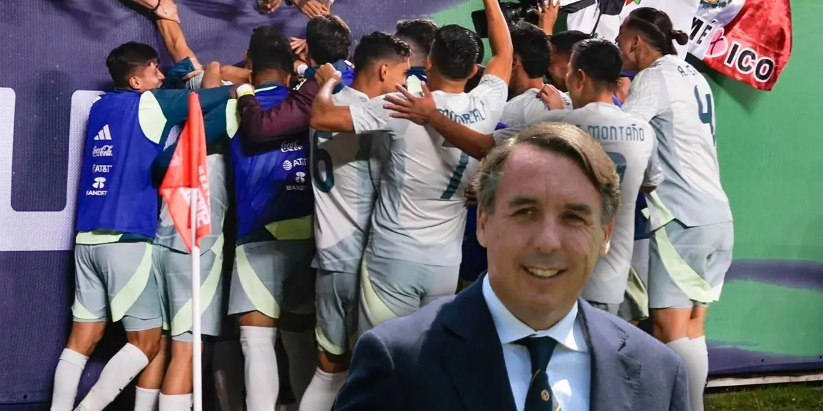 Jugadores de México celebrando y Emilio Azcárraga/Foto N+.