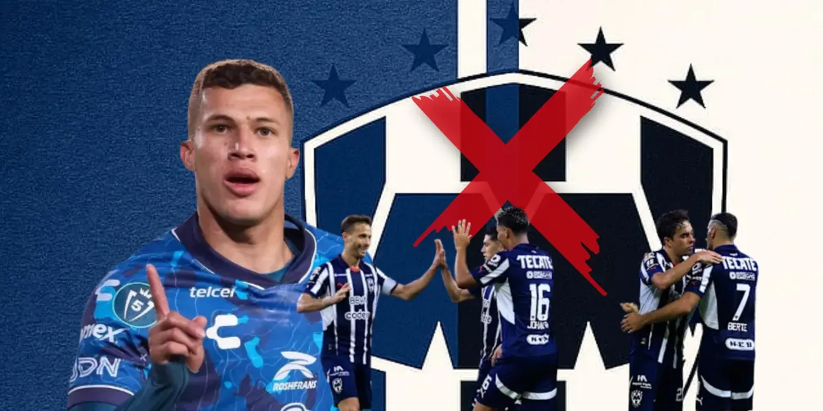 Jugadores de Monterrey y Nelson Deossa celebrando, cruz en medio /Foto Peakpx.