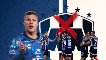Jugadores de Monterrey y Nelson Deossa celebrando, cruz en medio /Foto Peakpx.
