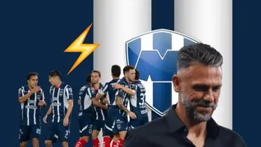 Jugadores de Rayados de Monterrey, emoji de rayo y Martín Demichelis/Foto Fkickr