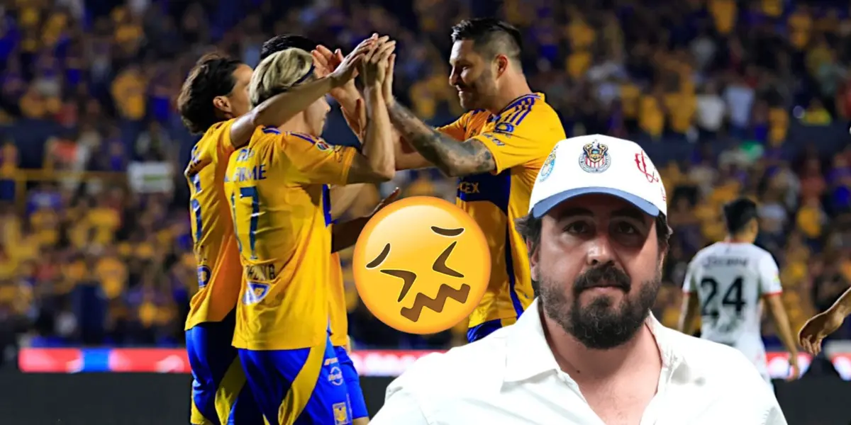 Jugadores de Tigres celebrando, Amaury Vergara y emoji/Foto El Horizonte.