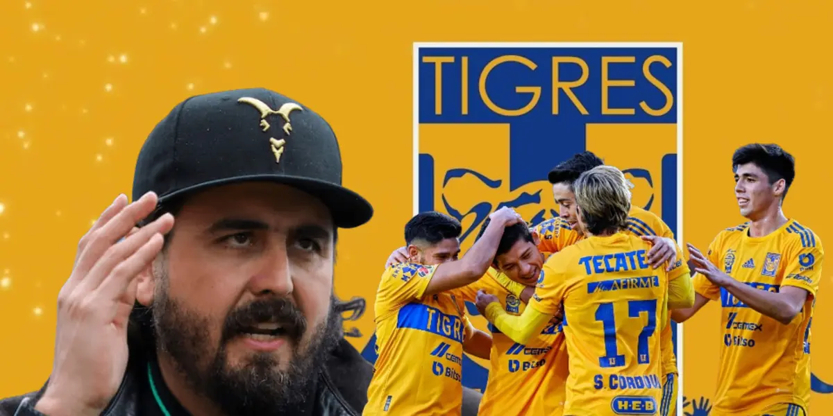 Jugadores de Tigres celebrando y Amaury Vergara enojado/Foto 'Hinos'.