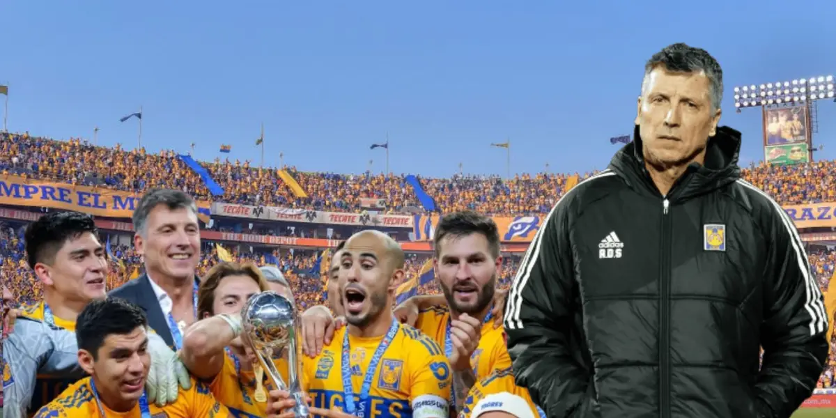 Jugadores de Tigres celebrando y Robert Siboldi/ Foto Mediotiempo.