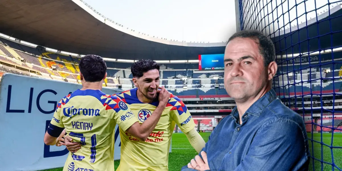 Jugadores del América abrazados y André Jardine/ Foto Estadio Azteca.