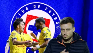 Jugadores del América abrazados y Martín Anselmi/Foto Cruz Azul.