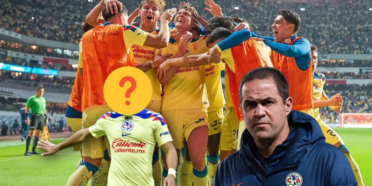 Jugadores del América celebrando, André Jardine y futbolista con el rostro tapado/ Foto MexSport.