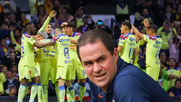 Jugadores del América celebrando y André Jardine/Foto América y ya.