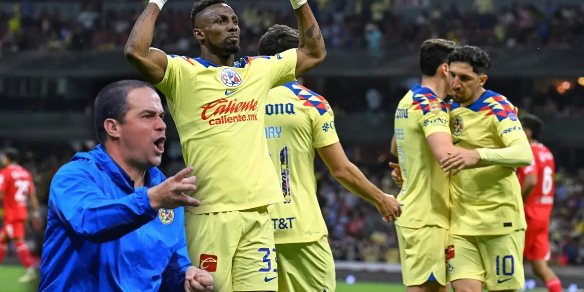 Jugadores del América celebrando y André Jardine/ Foto Enfoque Noticias.