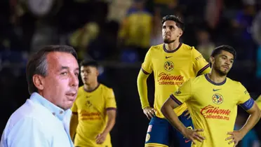 Jugadores del América con rictus serio y Emilio Azcárraga/Foto SDP Noticias.