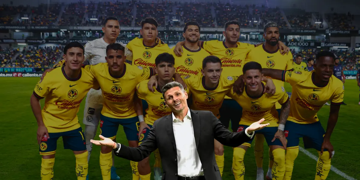 Jugadores del América de fondo, con Ortiz al frente. Foto: Mexport