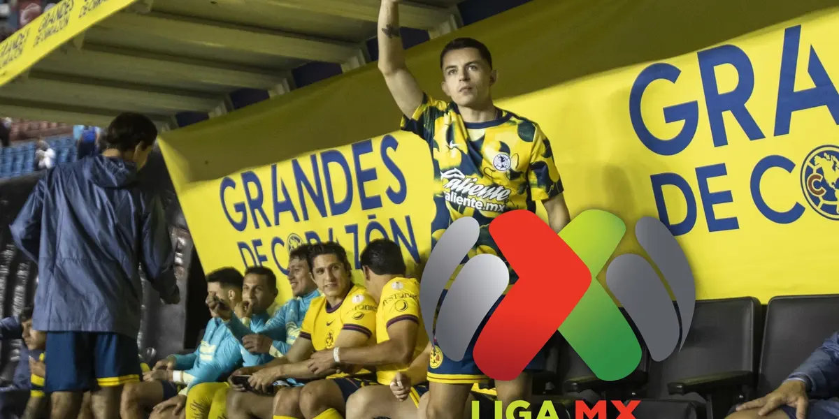 Jugadores del América en la banca y logo de la Liga MX/Foto SDP Noticias.