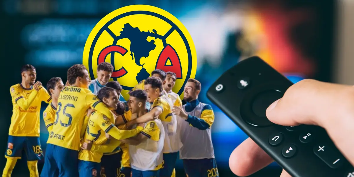 Jugadores del América festejando y control remoto/Foto Computer Hoy.