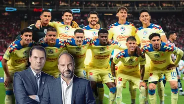 Jugadores del América posando, Christian Martinoli y Luis García/ Foto Mexsport.