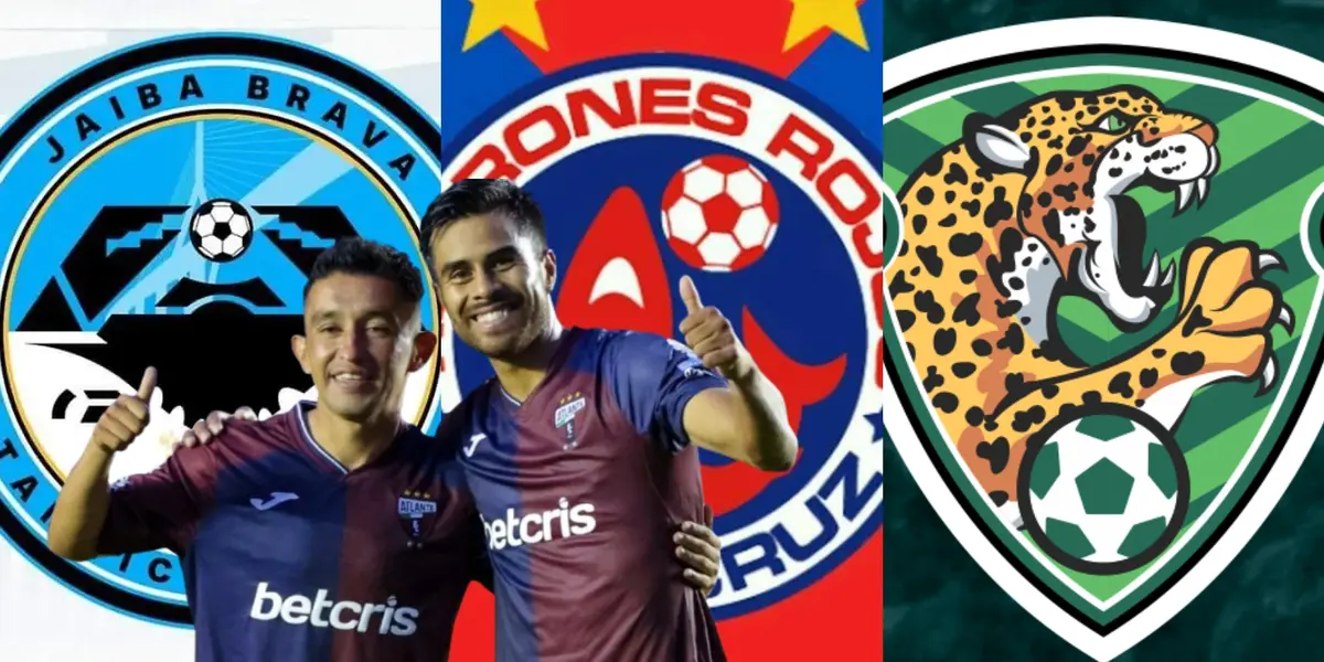 Jugadores del Atlante junto a escudos de equipos mexicanos / FOTO MEDIOTIEMPO