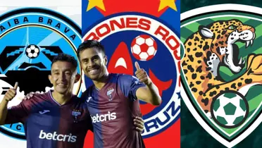 Jugadores del Atlante junto a escudos de equipos mexicanos / FOTO MEDIOTIEMPO