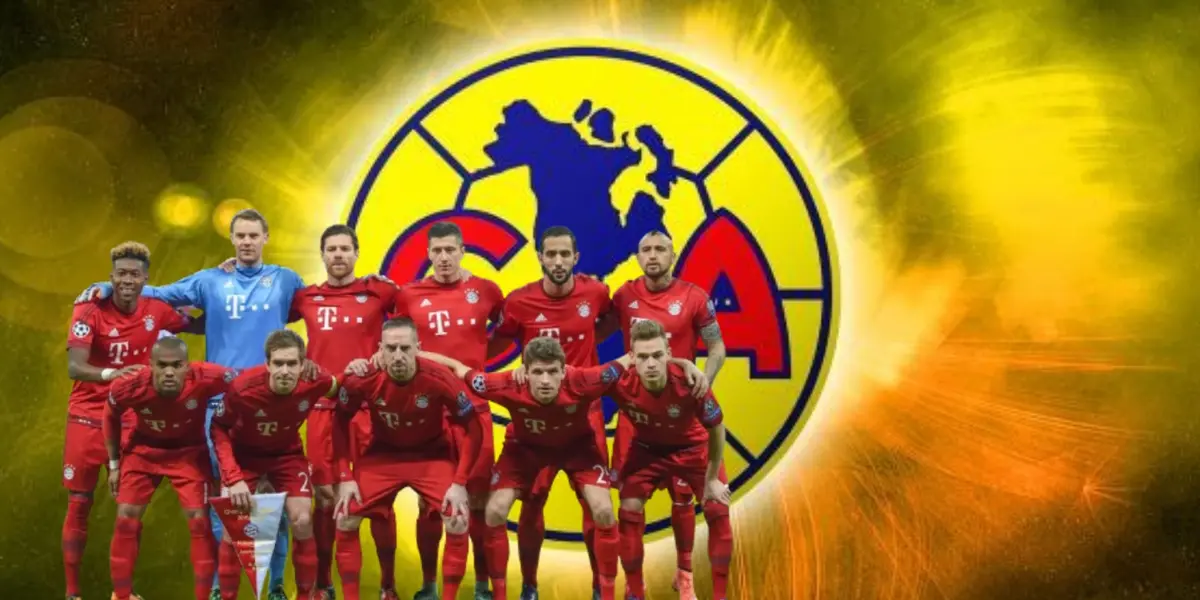 Jugadores del Bayern Múnich 2016 junto al escudo del América / FOTO X