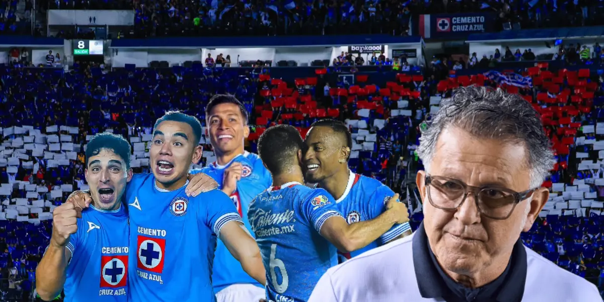 Jugadores del equipo celeste y Juan Carlos Osorio/Foto Cruz Azul.
