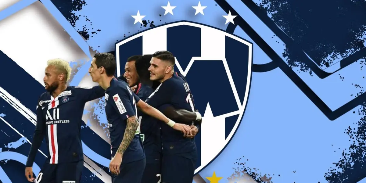 Jugadores del PSG junto al escudo de Rayados / FOTO AP