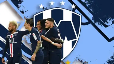 Jugadores del PSG junto al escudo de Rayados / FOTO AP