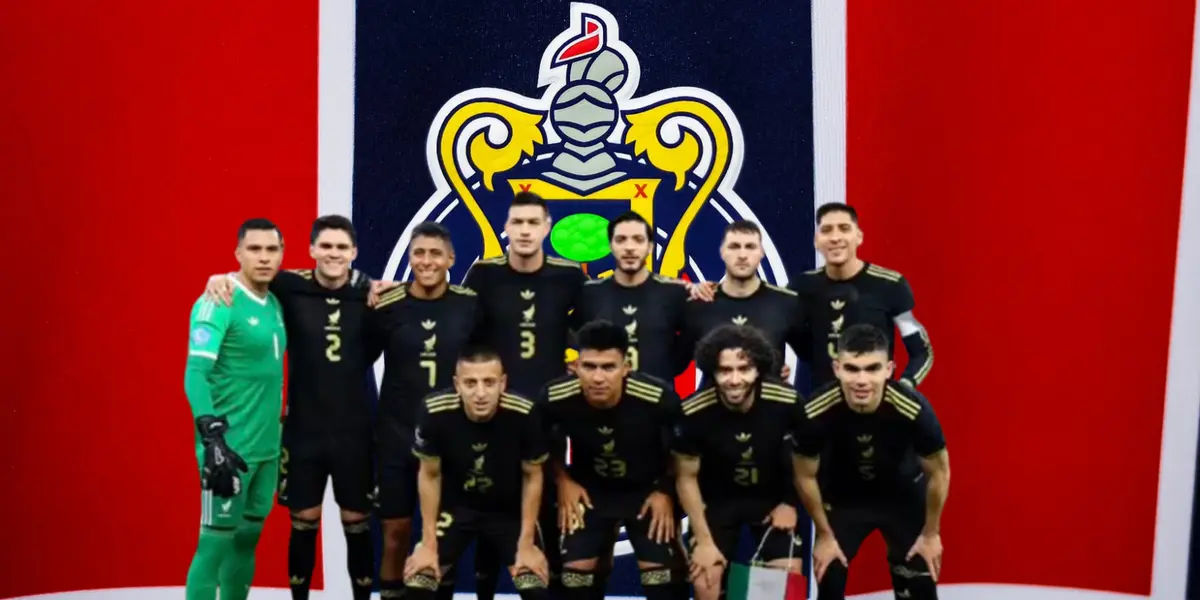 Jugadores del Tri junto al escudo de Chivas / FOTO X