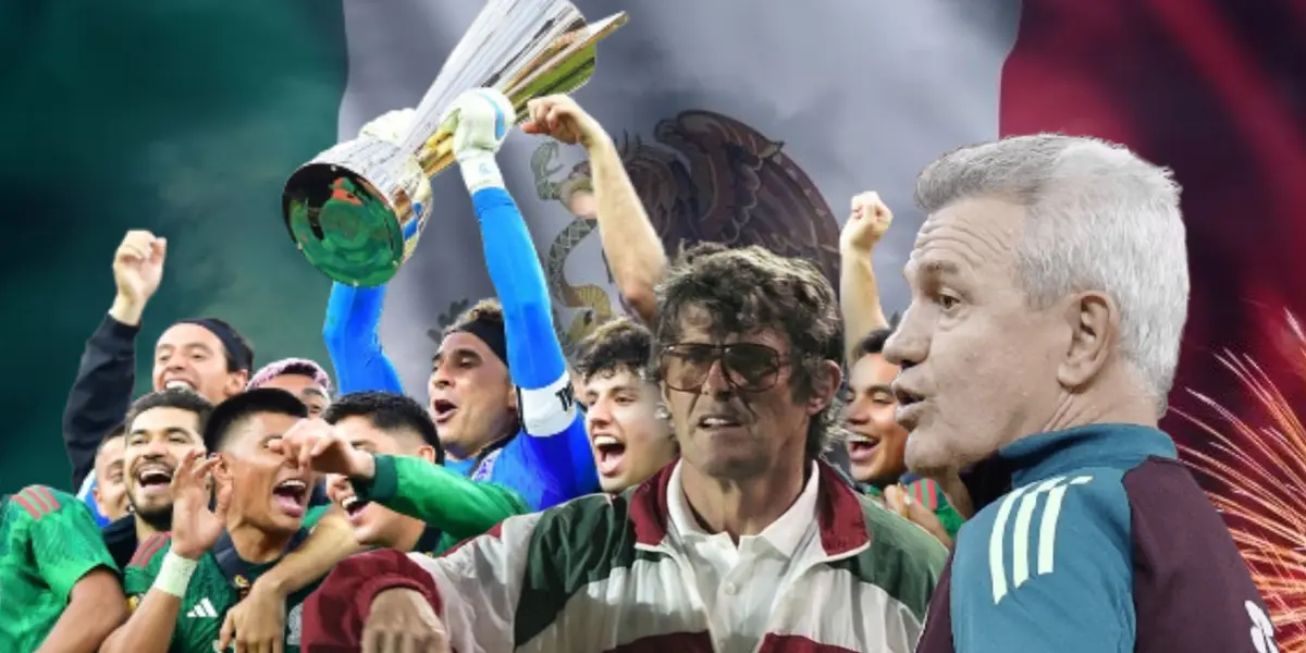 Jugadores levantando título, Bora Milutinovic y Javier Aguirre/Foto Villa del Palmar Loreto.