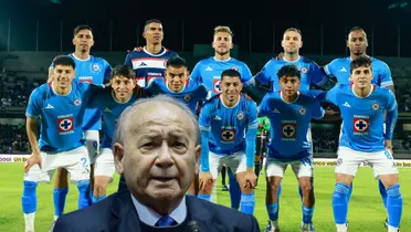 Jugadores posando y Billy Álvarez/ Foto Cruz Azul.
