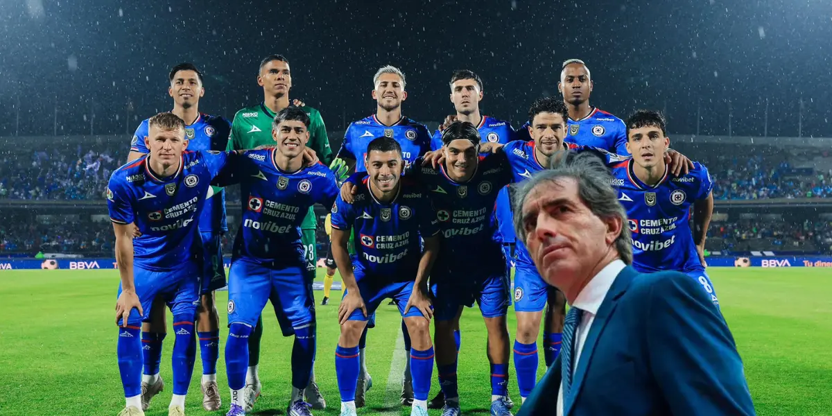 Jugadores previo a partido, con Almada al frente. Foto: Cruz Azul,