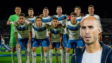 Jugadores previo a partido, foto de Rayados, con Guido al frente