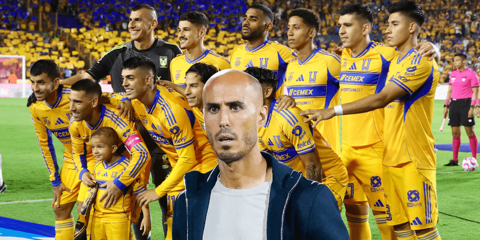 Jugadores previo a partido, tomado de Tigres, con Guido al frente