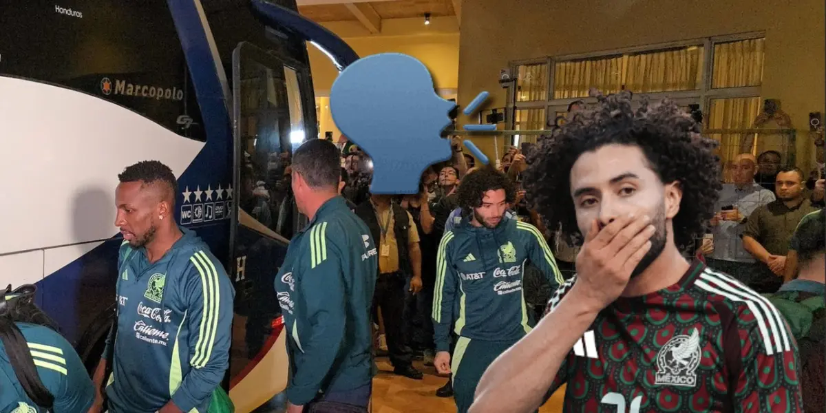 Jugadores Selección Mexicana descendiendo del autobús, César Huerta tapándose la boca/ Foto Marca.
