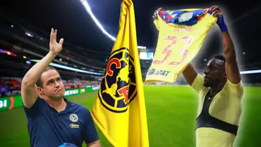 Julián Quiñones con la playera alzada y André Jardine saludando/ Foto TUDN.