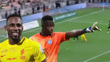 Julián Quiñones junto a Édouard Mendy / FOTO X