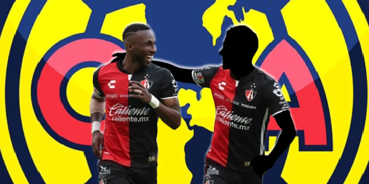 Julián Quiñones junto a futbolista incógnito del Atlas / FOTO TV AZTECA