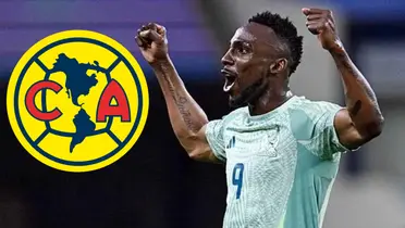 Julián Quiñones junto el escudo del América / FOTO SPORT JUDGE