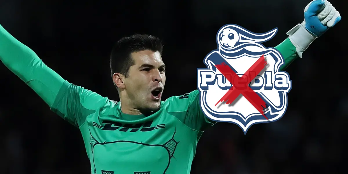 Julio González y escudo del Puebla con cruz en medio/Foto López Dóriga Digital.