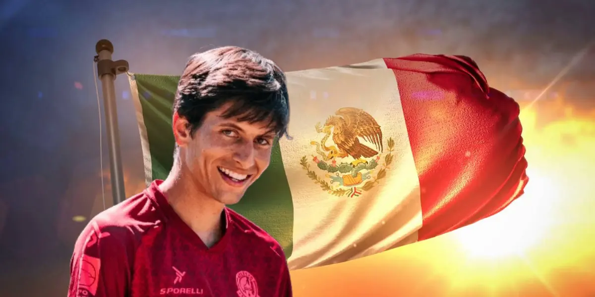 Jürgen Dammy bandera de México detrás/Foto Wallpapers.com