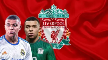 Kylian Mbappé junto al escudo del Liverpool FC / FOTO FACEBOOK