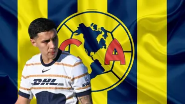 Leonardo Suárez junto al escudo del América / FOTO X