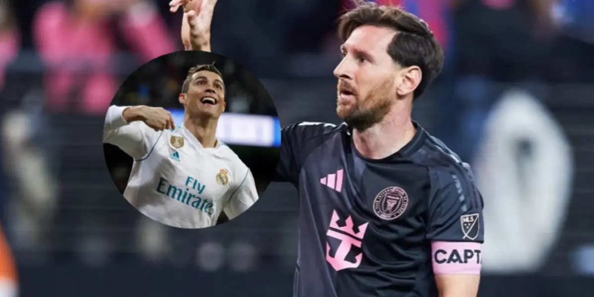 Lionel Messi festejando y Cristiano Ronaldo/ Foto 'X'.