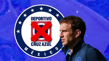 Logo de la máquina con tache e Iván Alonso/Foto Cruz Azul.