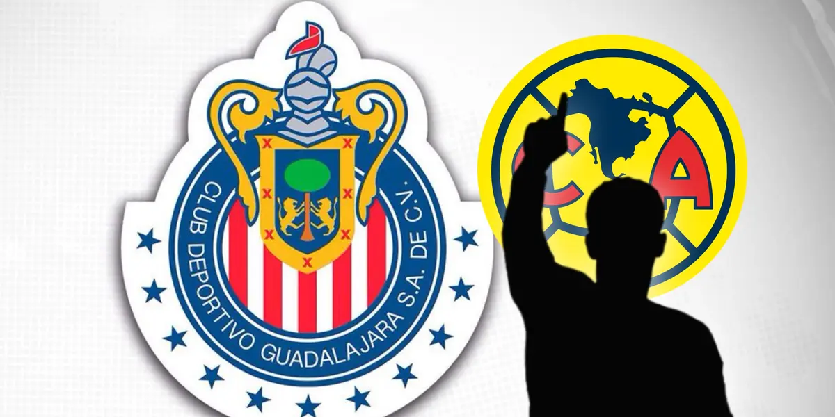 Logos del Deportivo Guadalajara, América y sombra de jugador/ Foto Chivas.