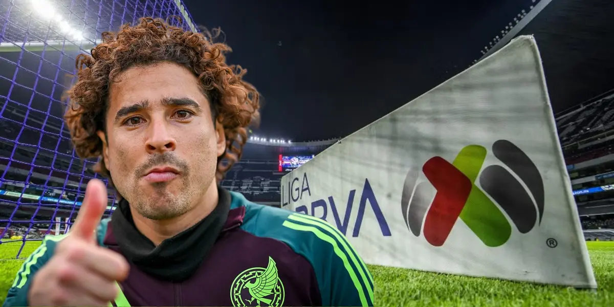 Lona de Liga MX de fondo, tomada de Milenio, con Ochoa al frente