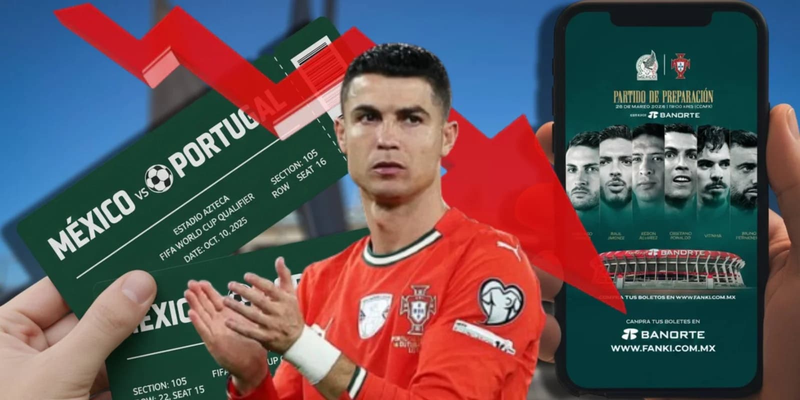Los boletos del México vs Portugal descienden tras la ausencia de Cristiano Ronaldo