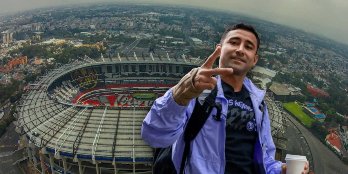 Luis Fuentes saludando y el Coloso de Santa Úrsula de fondo/Foto Estadios de México.