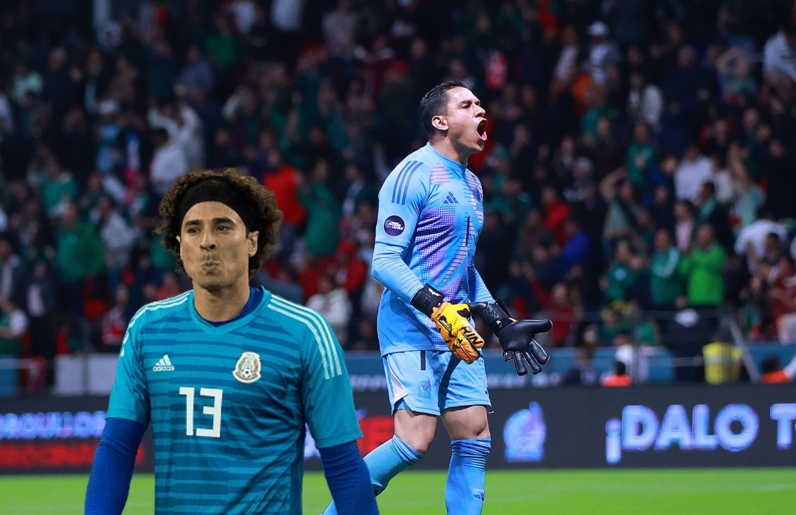 Luis Malagón celebrando y Guillermo Ochoa serio/Foto La Razón de México.
