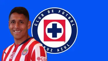 Luis Romo junto al escudo de Cruz Azul / FOTO JUAN FÚTBOL