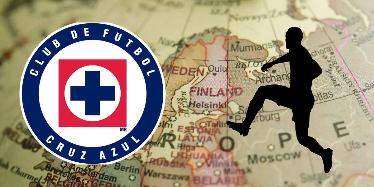 Mapa de Europa tomado de Canva, con escudo de Cruz Azul