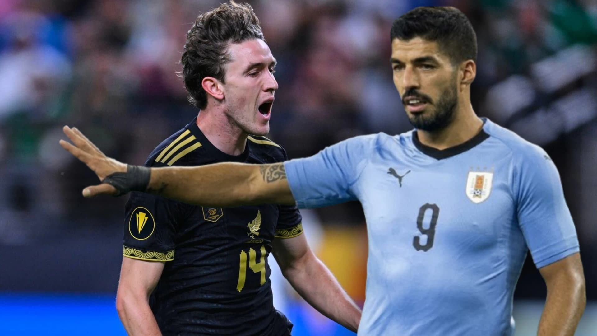 Marcel Ruiz en la selección mexicana y Luis Suárez con Uruguay